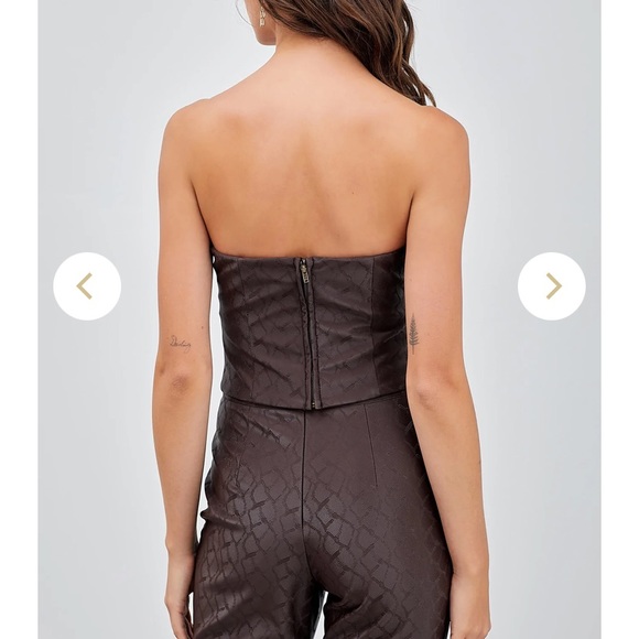 Strapless leather top. So so cute and fits so nicely - Picture 3 of 5